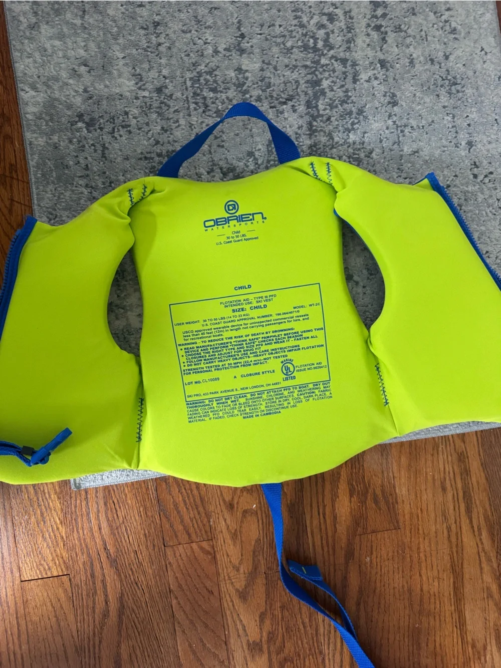 Kids' Blue & Lime Swim Vest with Adjustable Straps